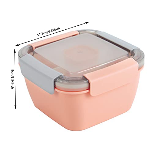 Stackable Salad Container for Lunch, 3 Compartments 50 oz Bento Box with Dressing Cup Great for Salad Toppings Snacks Salad Bowl