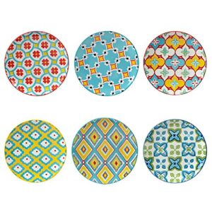 certified international damask floral 6" canape/luncheon plates, set of 6 assorted designs, multi color