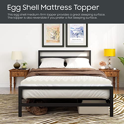 Nutan Breathable 1-inch Convoluted Egg Shell Design Mattress Topper | High-Performance Supporting Bed Pads with Effective Softness, Relaxing Bed Toppers for Back Pain and Better Sleep, Queen, White