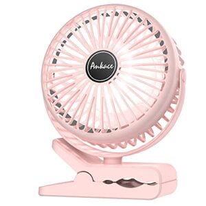 ankacepersonal 10000mah portable fan rechargeable, battery operated desk fan clip on fan with led light, 3 modes 360° rotation personal usb small fan outdoor camping golf cart indoor gymoffice, pink