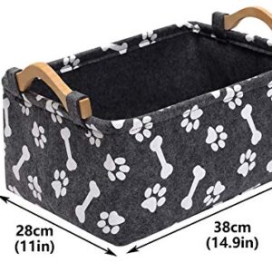 Morezi Felt Dog Storage Box and Puppy Toy Box Dog Clothes Box - Idea for organizing pet Toys, Blankets, leashes and Dry Food Grey