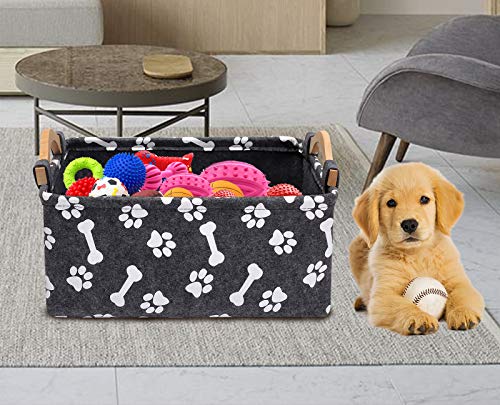 Morezi Felt Dog Storage Box and Puppy Toy Box Dog Clothes Box - Idea for organizing pet Toys, Blankets, leashes and Dry Food Grey