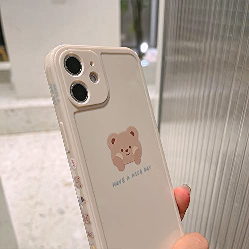 Ownest Compatible for iPhone 11 Case Cute Painted Design Brown Bear with Cheeks for Women Girls Fashion Slim Soft Flexible TPU Rubber for iPhone 11-Beige