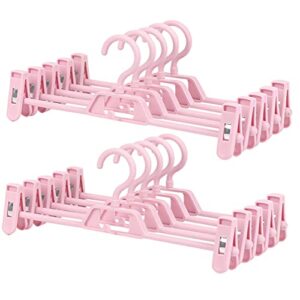 yarnow pants hangers, 10pcs adjustable clothes hangers, adjustable clips pants hanger, slack, trouser, jeans, towels for newborn, adults clothes, pink