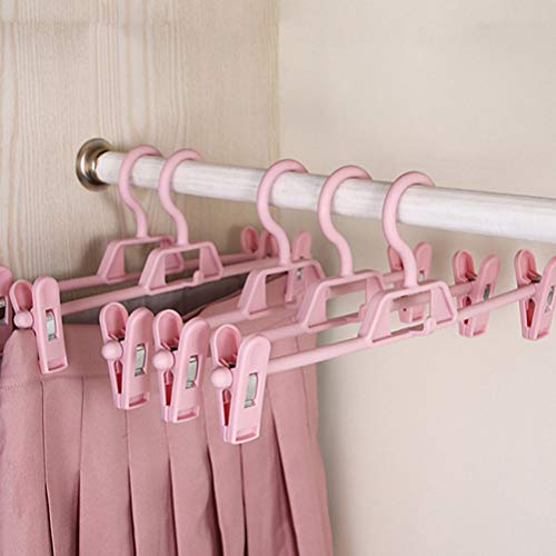 YARNOW Pants Hangers, 10PCS Adjustable Clothes Hangers, Adjustable Clips Pants Hanger, Slack, Trouser, Jeans, Towels for Newborn, Adults Clothes, Pink