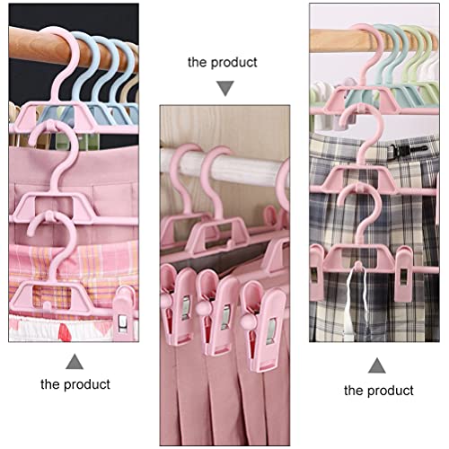 YARNOW Pants Hangers, 10PCS Adjustable Clothes Hangers, Adjustable Clips Pants Hanger, Slack, Trouser, Jeans, Towels for Newborn, Adults Clothes, Pink