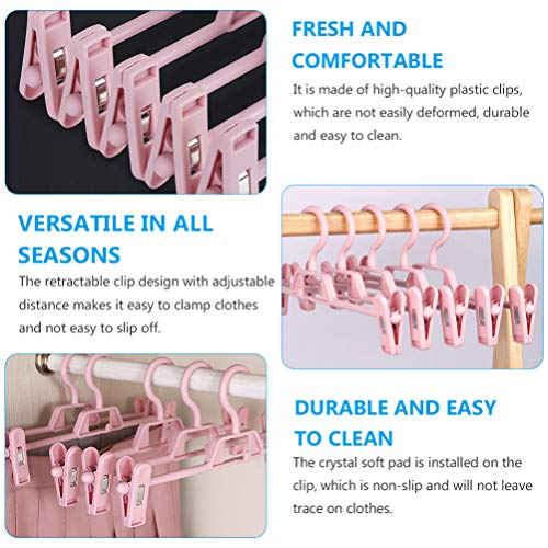 YARNOW Pants Hangers, 10PCS Adjustable Clothes Hangers, Adjustable Clips Pants Hanger, Slack, Trouser, Jeans, Towels for Newborn, Adults Clothes, Pink