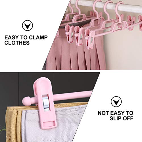 YARNOW Pants Hangers, 10PCS Adjustable Clothes Hangers, Adjustable Clips Pants Hanger, Slack, Trouser, Jeans, Towels for Newborn, Adults Clothes, Pink