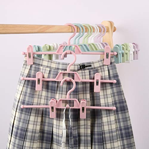 YARNOW Pants Hangers, 10PCS Adjustable Clothes Hangers, Adjustable Clips Pants Hanger, Slack, Trouser, Jeans, Towels for Newborn, Adults Clothes, Pink