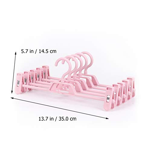 YARNOW Pants Hangers, 10PCS Adjustable Clothes Hangers, Adjustable Clips Pants Hanger, Slack, Trouser, Jeans, Towels for Newborn, Adults Clothes, Pink