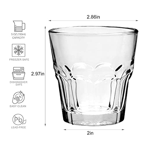 Rock Bar Stackable Beverage Glasses – Set Of 8 Dishwasher Safe Drinking Glasses For Soda, Juice, Milk, Coke, Beer, Spirits – 5oz Durable Tempered Glass Water Tumblers For Daily Use