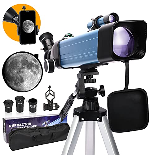 Telescope for Kids Adults Refractor Astronomy Telescope Watching The Moon, Bird Watching, Viewing The Natural Scenery,Watching The Animals with Adjustable Tripod Smartphone Adapter