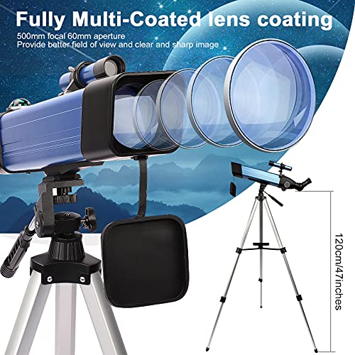 Telescope for Kids Adults Refractor Astronomy Telescope Watching The Moon, Bird Watching, Viewing The Natural Scenery,Watching The Animals with Adjustable Tripod Smartphone Adapter