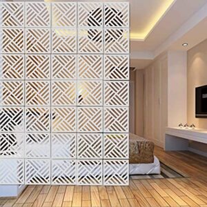 BMIDRUT White Hanging Room Divider,12 Pieces Wood-Plastic DIY Panel Screens Partition Wall Dividers Room Decoration with All Accessories 11.4x11.4 Inch