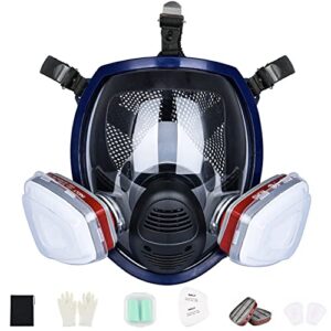 incly full face respirator mask, safe gas masks cover with asbestos & filter reusable for against smoke, dust, chemical, paint, sanding, welding, vapors,hazmat, logging
