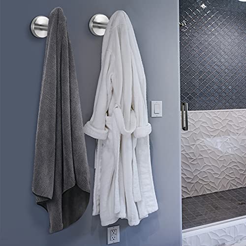 NearMoon Bath Towel Hooks- SUS 304 Stainless Steel Robe Hook Holder, Heavy Duty Coat Hook for Bathroom Livingroom Hotel Kitchen Garage, Wall Mounted- 4 Pack (Brushed Nickel)