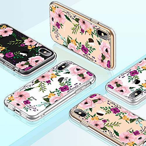 GiiKa for iPhone X Case, iPhone Xs Case, Clear Full Body Shockproof Protective Floral Girls Women Hard Case with TPU Bumper Cover Phone Case for iPhone Xs, Small Flowers