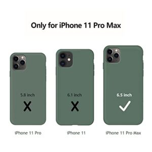 OuXul iPhone 11 Pro Max Case, Slim Liquid Silicone Case Compatible with iPhone 11 Pro Max 6.5 Inch, Full Body Microfiber Lining Protective Case (Forest Green)