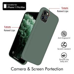 OuXul iPhone 11 Pro Max Case, Slim Liquid Silicone Case Compatible with iPhone 11 Pro Max 6.5 Inch, Full Body Microfiber Lining Protective Case (Forest Green)