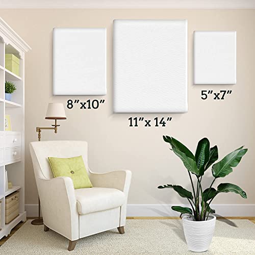 3 Pack Canvases for Painting with Multi Pack 11x14", 5x7", 8x10", Painting Canvas for Oil & Acrylic Paint