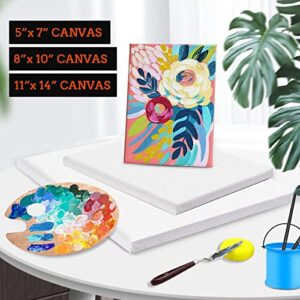 3 Pack Canvases for Painting with Multi Pack 11x14", 5x7", 8x10", Painting Canvas for Oil & Acrylic Paint