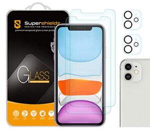 (2 pack) supershieldz designed for iphone 11 (6.1 inch) + camera lens tempered glass screen protector, anti scratch, bubble free