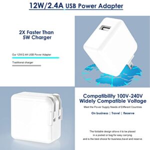 iPad Charger, iPad Charger Cord 10 FT Apple Certified, 12W USB Wall Charger Foldable Portable Travel Plug with Long Lightning Cable for iPad 4/5/6/7/8/9, iPad Mini 1/2/3/4/5, iPad Air 1/2/3, iPhone