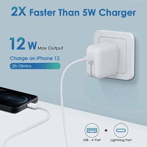 iPad Charger, iPad Charger Cord 10 FT Apple Certified, 12W USB Wall Charger Foldable Portable Travel Plug with Long Lightning Cable for iPad 4/5/6/7/8/9, iPad Mini 1/2/3/4/5, iPad Air 1/2/3, iPhone