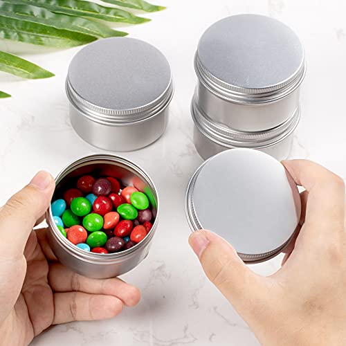 24 Pieces Round Tin Containers 4 oz Metal Tins Cans Aluminum Tin Storage Cans with 10 Sheets Label Sticker for Salve Spice Candy Candle Kitchen Small Items, Silver