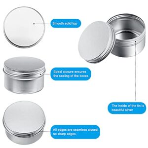 24 Pieces Round Tin Containers 4 oz Metal Tins Cans Aluminum Tin Storage Cans with 10 Sheets Label Sticker for Salve Spice Candy Candle Kitchen Small Items, Silver