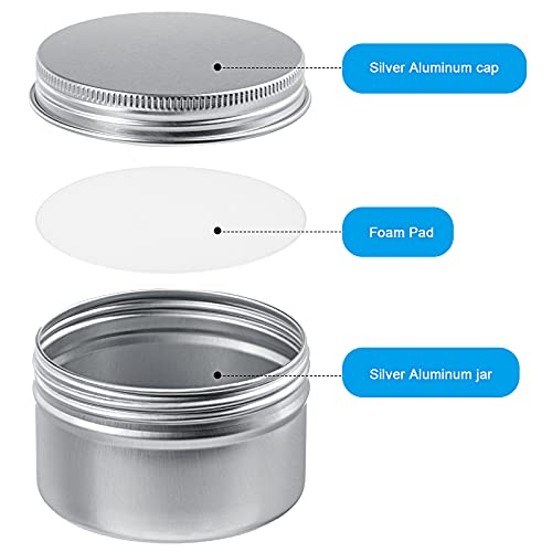 24 Pieces Round Tin Containers 4 oz Metal Tins Cans Aluminum Tin Storage Cans with 10 Sheets Label Sticker for Salve Spice Candy Candle Kitchen Small Items, Silver