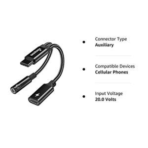2 in 1 USB C to 3.5mm Headphone and Charger Adapter-USB C to 3.5 Headphone Jack Adapter,KOOPAO USB C PD 3.0 Quick Charging Port 60W Fast Charge Cable compatible for samsung Galaxy S23 S23+ S23 Ultra