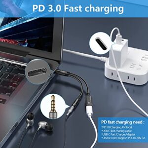 2 in 1 USB C to 3.5mm Headphone and Charger Adapter-USB C to 3.5 Headphone Jack Adapter,KOOPAO USB C PD 3.0 Quick Charging Port 60W Fast Charge Cable compatible for samsung Galaxy S23 S23+ S23 Ultra