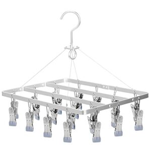 tinfol sliver sock drying rack clips, aluminum alloy clothes drying racks with 22 clips, durable laundry hanger for baby clothes, underwear, pants, hat, gloves