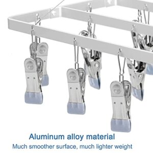 Tinfol Sliver Sock Drying Rack Clips, Aluminum Alloy Clothes Drying Racks with 22 Clips, Durable Laundry Hanger for Baby Clothes, Underwear, Pants, Hat, Gloves