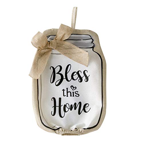 Bless This Home Sentiment Country Mason Jar-Look Plastic Bag Dispenser