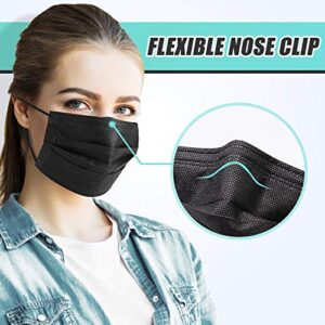 Black disposable face masks medical grade,3 layermasks disposable 50 pack