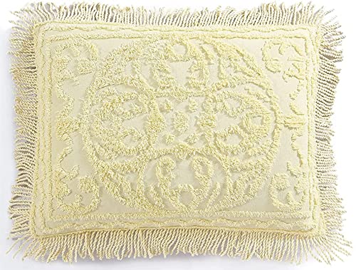 Beatrice Home Fashions Medallion Chenille, Standard Sham, Yellow