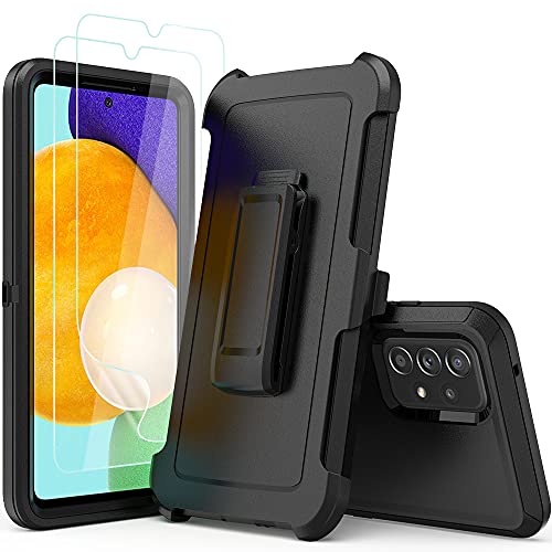 TENCO Compatible with Samsung Galaxy A52 5G Case,with Screen Protectors,Heavy Duty Rugged Shockproof Full Body Protection Kickstand Case with Belt Clip Holster for Samsung Galaxy A52 5G(Black)