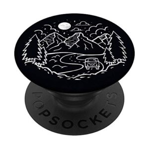 black white nature mountain camper moon popsockets swappable popgrip
