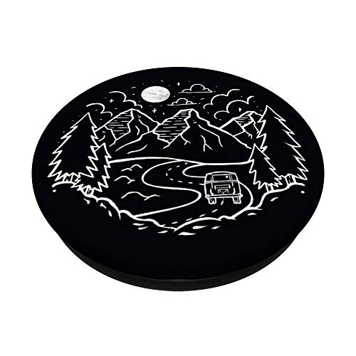 Black White Nature Mountain Camper Moon PopSockets Swappable PopGrip