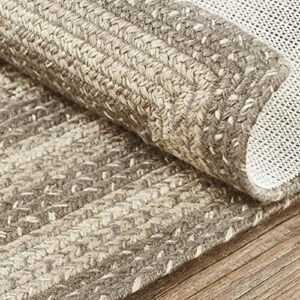 VHC Brands Cobblestone Rug with PVC Pad, Jute Blend, Oval, Tan Grey White, 48x72 inches