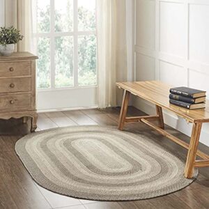 VHC Brands Cobblestone Rug with PVC Pad, Jute Blend, Oval, Tan Grey White, 48x72 inches