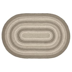 VHC Brands Cobblestone Rug with PVC Pad, Jute Blend, Oval, Tan Grey White, 48x72 inches