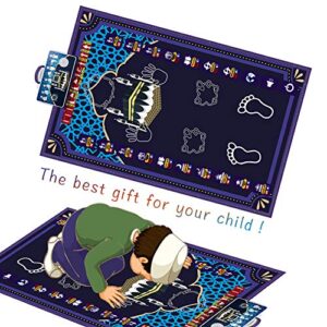 N/C Prayer Rug/Mat for Islam/Muslim Kids Educational Praying, Eid Gift (Purple)