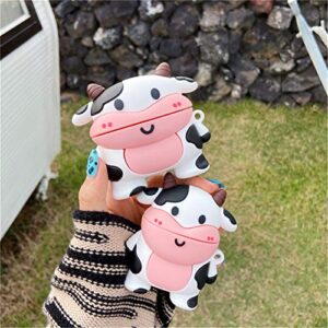 Jowhep Case for AirPod Pro 2019/Pro 2 Gen 2022 Cartoon Cute Kawaii 3D Silicone Cover Keychain Funny Animal Soft Protective for Air Pods Pro Girls Kids Women Shell Cases for AirPods Pro (Smile Cow)