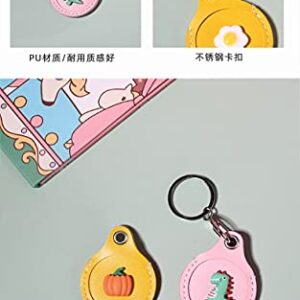 BONTOUJOUR Creative Cute Food Fruit Theme PU Leather Case for AirTag Finder, Anti-Scratch Protective Skin Cover with Ring Keychain, Compatible with AirTags 2021 -Yellow Pumpkin