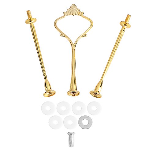 3 Tier Metal Cake Plate Stand Handle Hardware Cupcake Stand Tower Dessert Stand Party Pastry Food Serving Stand for Wedding Party(3-Tier Crown Gold)