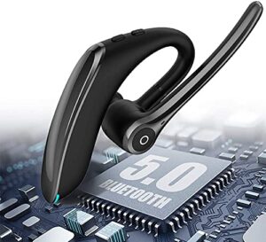bluetooth headset, wireless bluetooth earpiece v5.0 hands-free earphones with stereo noise canceling mic, compatible iphone android cell phones driving/business/office