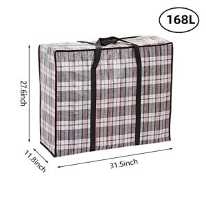 Heavy Duty Extra Large Moving Bags, 168L Jumbo Organizer Storage Bags With Durable Zipper, Water Resistant Totes, Carrying Bag, Camping Bag for Clothes, Bedding, Comforter, Pillow, Moving(Set of 4)